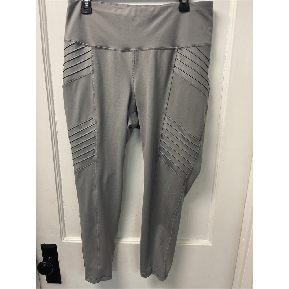 Old Navy Active Pants Womens XL High Rise Light Gray Moto Workout Athletic Wear